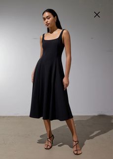 knee length dresses for ladies Reina Cut Out Bodycon Midi Dress in Black main image 0