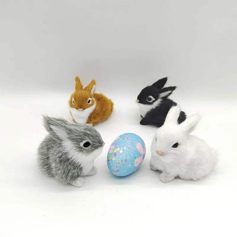 New Simulation Plush Rabbit Toy Rabbit Animal Model Kids Gift Cute Mini ...