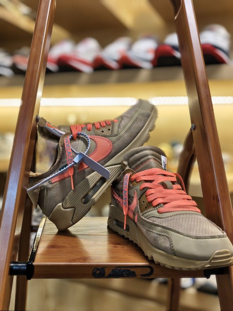 Nike Air Max 90 x Off White Dessert Ore, Fesyen Pria, Sepatu