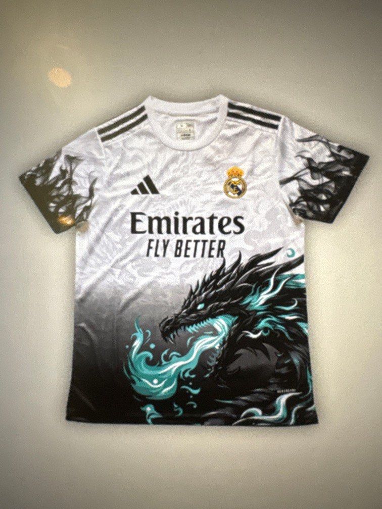 REAL MADRID EMERALD FLAME PREMIUM KIT (Category: Activewear) located in Singapore. Submitted by cheapjerseys123 (Listing ID 1380427695, Image 1). Description: pm for more info .