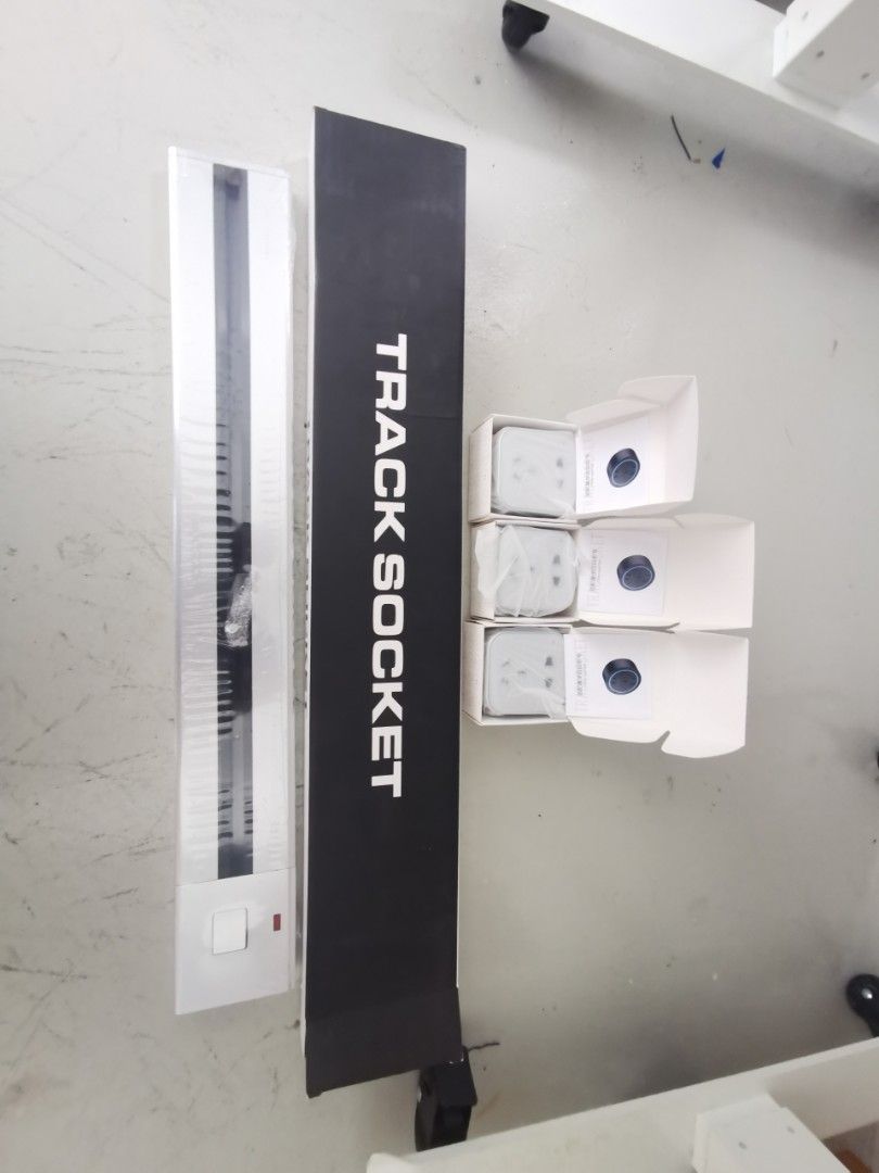 Track Socket System (Category: Everything Else) located in Singapore. Submitted by beyondtheinfrastructure (Listing ID 1380382267, Image 1). Description: 60x8cm Brand new track socket system for flexible power solutions. Includes track, adapters, and sockets. Got it from mystery parcel Letting go cheap .