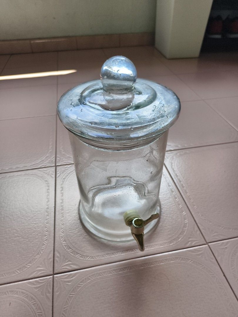 Vintage Glass Drink Dispenser with Tap