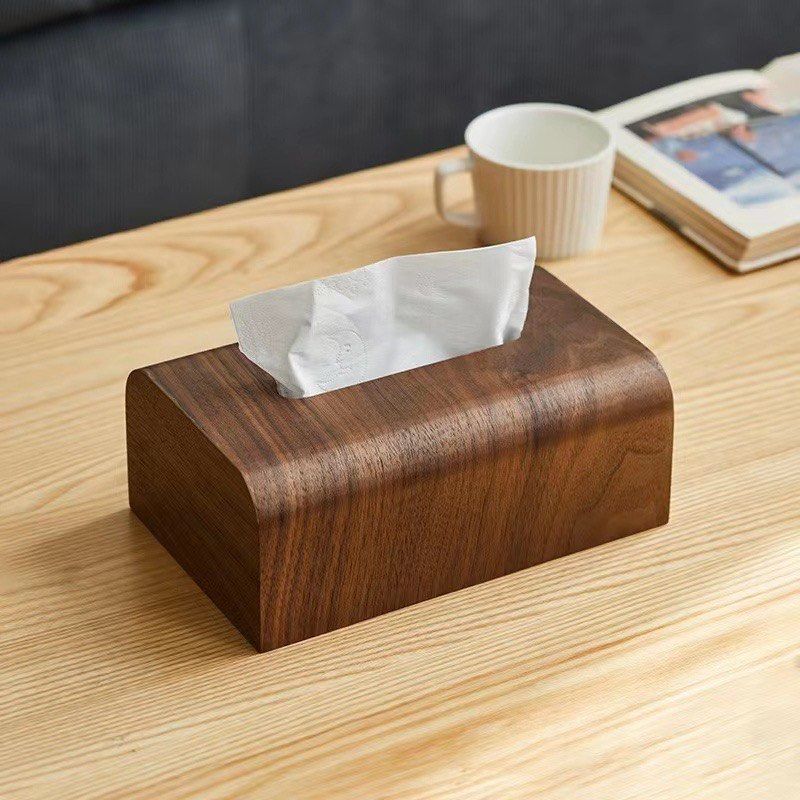 Wooden Tissue Box (Dark Brown Wood)