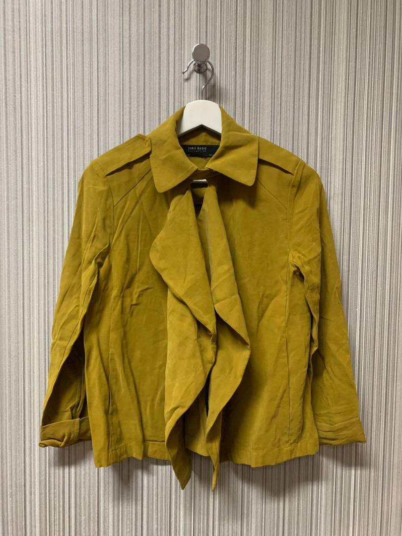 ZARA Outer Mustard, Fesyen Wanita, Pakaian Wanita, Baju Luaran di Carousell