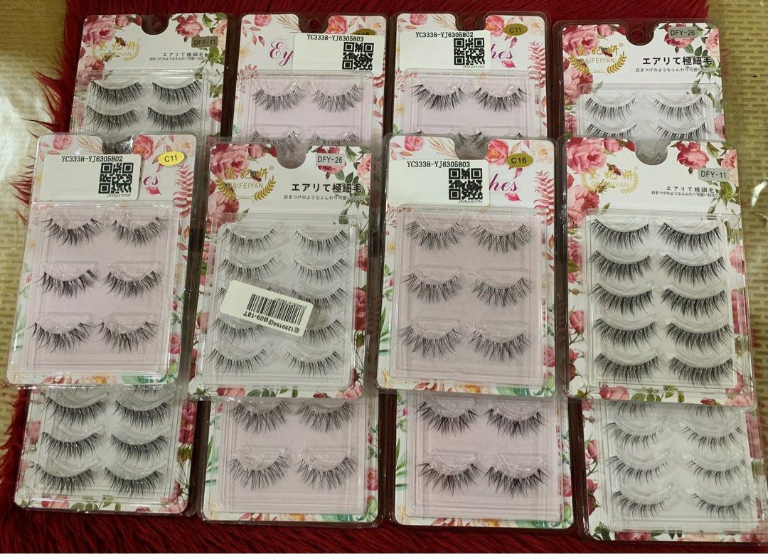 5 pairs false eyelashes (Category: Vision Care) located in Quezon City. Submitted by jaianaapura (Listing ID 1380541663, Image 2). Description: Meron na po ulit 🫶🏻 open for retail and take all! Best seller po itong mga lashes na to mas mura pag 3pcs up ang kukuhain. 5 pairs false eyelashes DFY11, DFY26, C11 & C16 Location: Project 4 cubao qc.