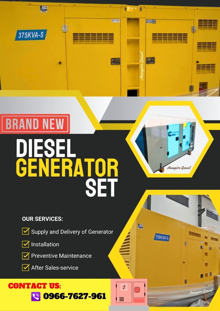 Brand New Generator Set | GENSET (Category: Construction Tools & Equipment) located in Manila. Submitted by annpowergenset_ph (Listing ID 1380557168, Image 1). Description: DIRECT SUPPLIER OF BRAND NEW DIESEL GENERATOR SET! ENGINE BRAND: Cummins, Isuzu, Yangdong, Perkins and more.. KVA Rating: 25kva-1500kva ATS(Automatic Transfer Switch) MTS(Manual Transfer Switch) Open Type or Silent Type Single Phase or Three Phase 📌 We Ship/Deliver Nationwide