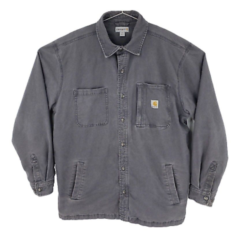 Carhartt Men's Rugged Flex Fleece-Lined Snap-front Jacket (Category: Coats, Jackets and Outerwear) located in Cavite. Submitted by tris.preloved (Listing ID 1380612955, Image 1). Description: - denim material (outer), fleece material (inner) - very good condition, no flaws 9.5/10 - authentic carhartt, bought in Canada - price slightly negotiable.