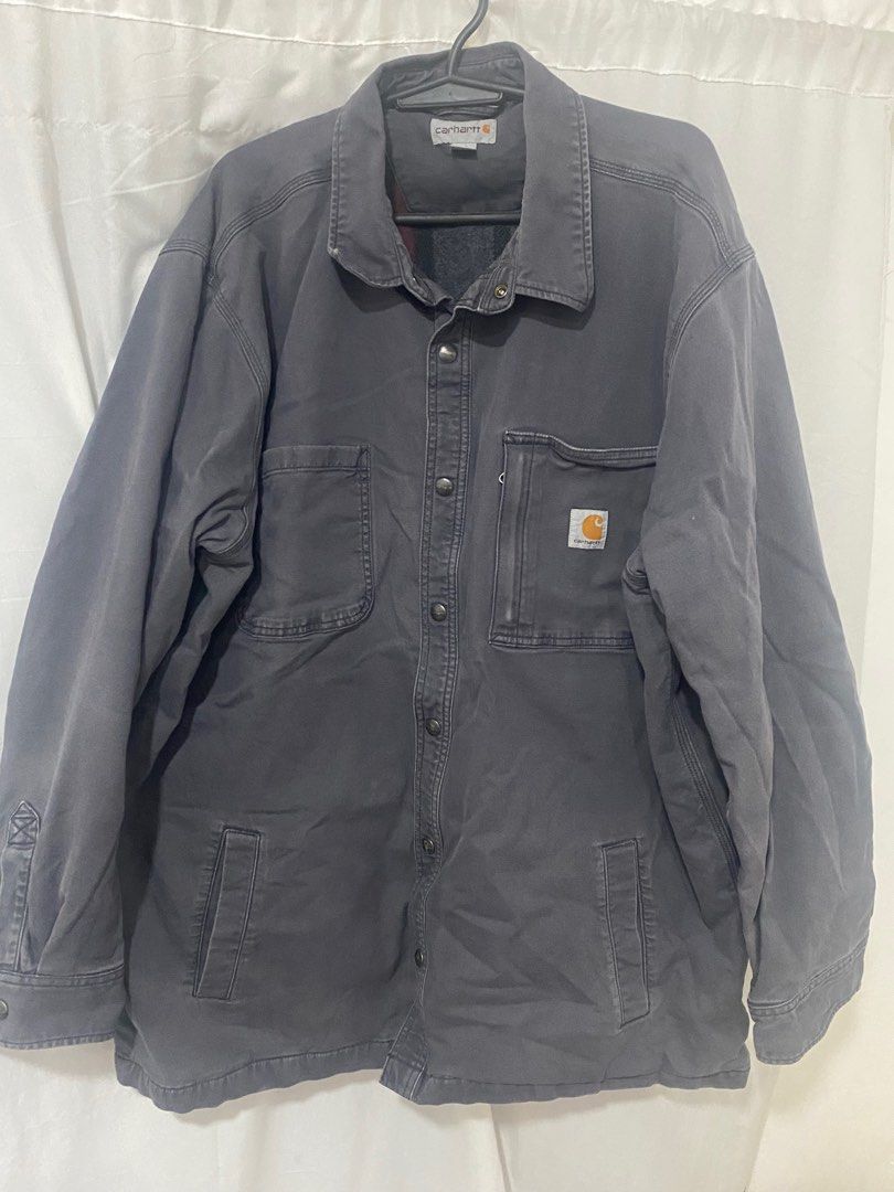 Carhartt Men's Rugged Flex Fleece-Lined Snap-front Jacket (Category: Coats, Jackets and Outerwear) located in Cavite. Submitted by tris.preloved (Listing ID 1380612955, Image 2). Description: - denim material (outer), fleece material (inner) - very good condition, no flaws 9.5/10 - authentic carhartt, bought in Canada - price slightly negotiable.