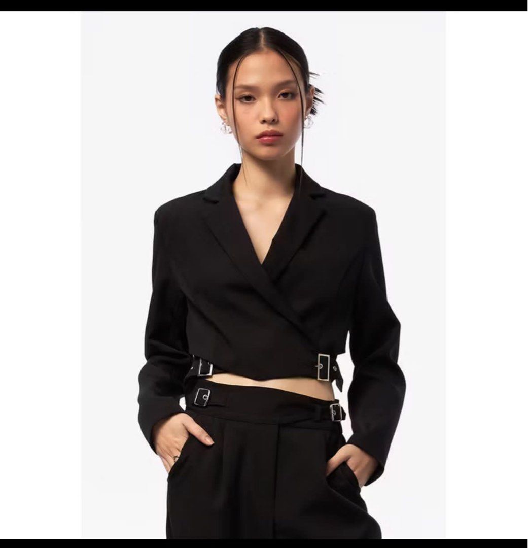 Colorbox Crop Blazer with Buckle