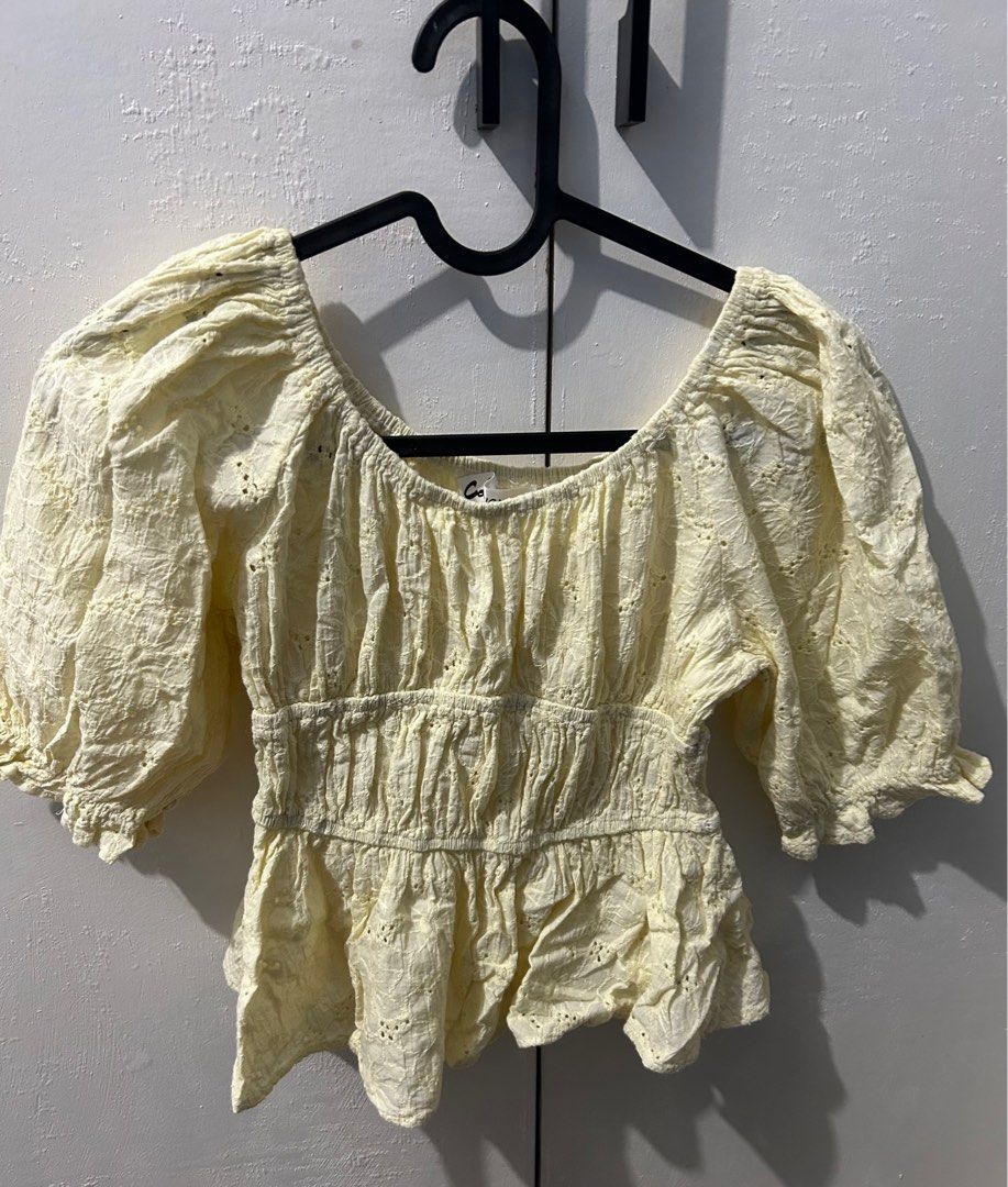 Eyelet Tops (unbranded) (Category: Blouses) located in Manila. Submitted by shee_decluttering (Listing ID 1380508706, Image 1). Description: XS eyelet tops 100 php for both na Both items are used but still in good condition Nagdedeclutter lang talaga ako ng closet.