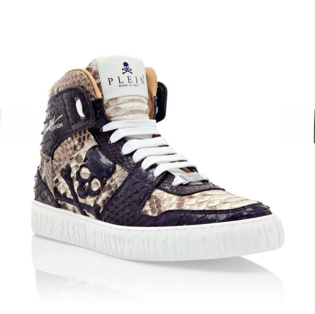 Limited Edition] Philip Plein Python Hi-Top Skull Purple Sneakers