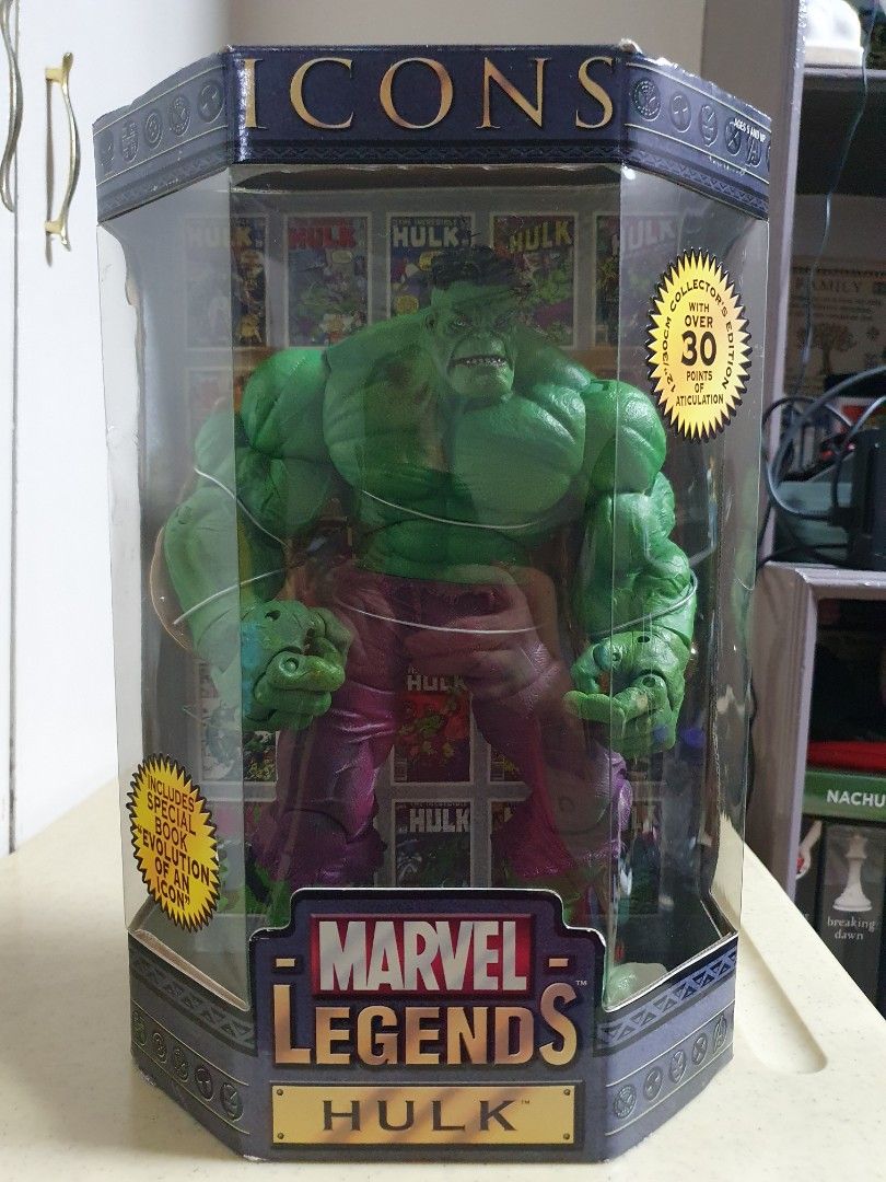 Marvel Legends ICONS Hulk 12" 2006 Release (Category: Figurines & Statues) located in Urdaneta. Submitted by rockymosada (Listing ID 1380585572, Image 1). Description: FOR SALE Php12,000 only plus shipping. Marvel Legends ICONS Hulk 2006 by TOYBIZ Mint in sealed box. Minimal dents on box due to aging which is normal. A little yellowing on the plastic inside the box. Overall, this item good as new. Payment through GCash or LBC Cash on pick up..