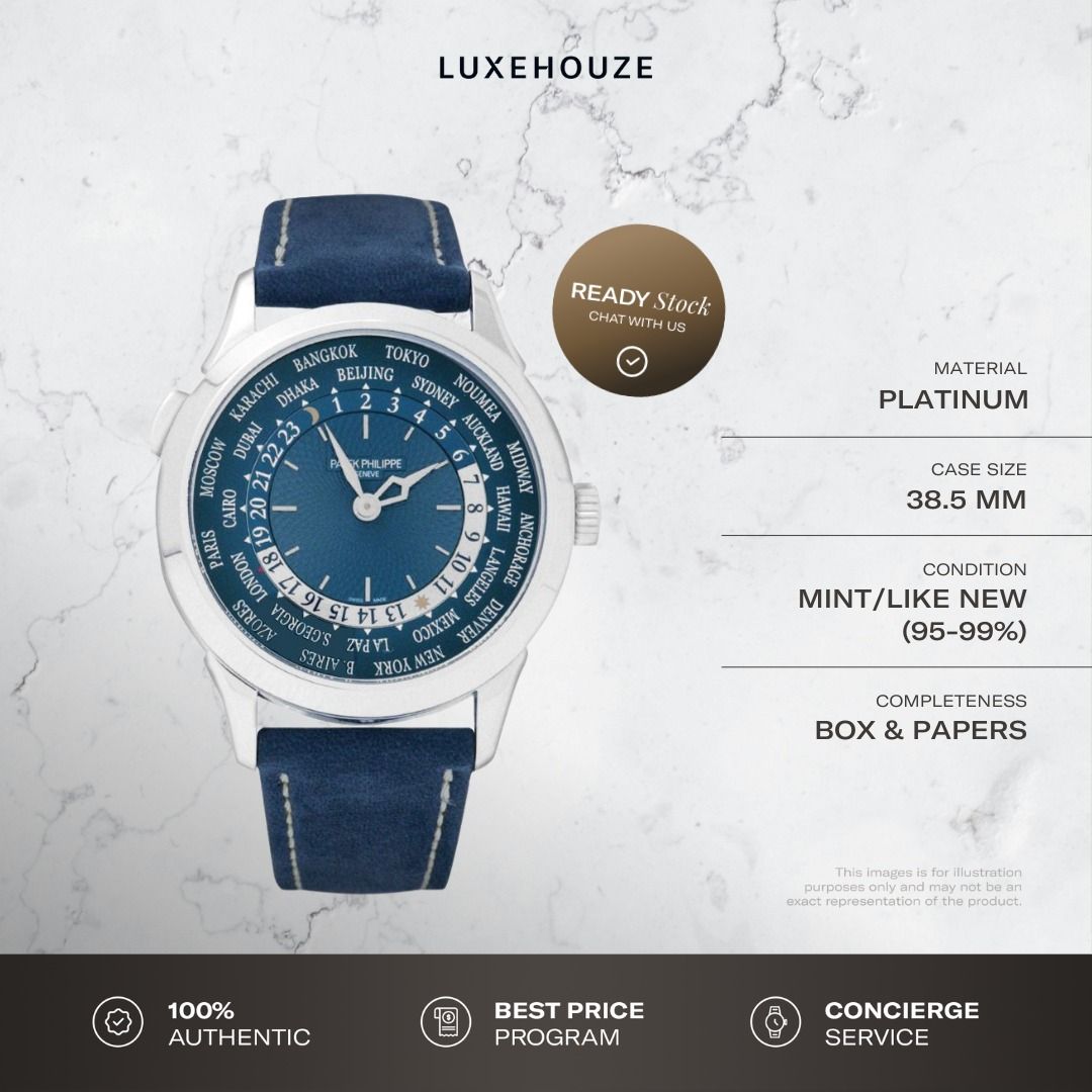 Mint 2022 Patek Philippe Complications 5230P-001 Blue (Category: Watches) located in Singapore. Submitted by luxehouze (Listing ID 1372537335, Image 1). Description: Join our Community for special deals and latest arrivals! //bit.ly/LHWatchesSG Watch Details: SKU: 0014550 Condition: Mint/Like New (95-99%) Dial: Blue Case Diameter: 38.5 mm Year: 2022 Completeness: Box & Papers This item is available at Luxehouze Boutique Singapore. Please contact 