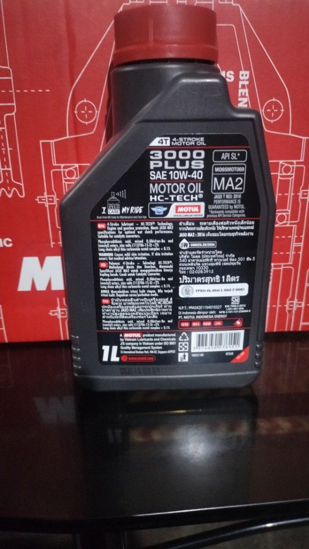 motul 3000plus 10w40 (Category: Maintenance Fluids and Filters) located in Bacoor. Submitted by gablegaspi0216 (Listing ID 1380512846, Image 3). Description: motul direct supplier bacoor.