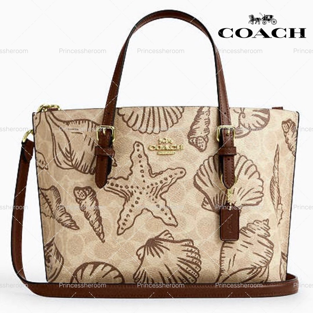 Coach Shell Print New Coach Original CBH63 Mollie Tote 25 in Signature Canvas with Shell ...