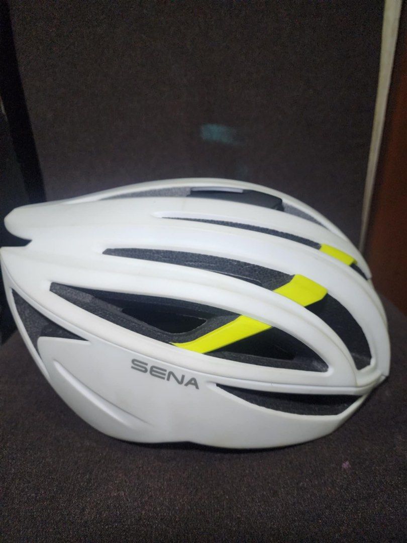 Sena intercom bike helmet (Category: Bicycles) located in Quezon City. Submitted by artsyfartsymanila (Listing ID 1380653848, Image 3). Description: Loc: east ave qc Rfs decluttering Available in good used condition 1 black large 2 white large The Mesh Intercom™ equipped R2 EVO combines safety and technology into a sleek and aerodynamic package built for road cyclists. Whether you are looking to chat rider to rider without shouting or to pair you