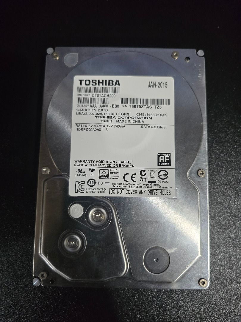Toshiba DT01ACA200 2TB 3.5 Inch Hard Disk HDD (Category: Hard Disks & Thumbdrives) located in Singapore. Submitted by oliviasurplus (Listing ID 1380560262, Image 1). Description: ✅Used and fully working , see photo for test results ✅Location : Below HDB Block 838 Hougang Central postal code 530838 (Next to Hougang MRT Exit A and Hougang Bus Interchange) Refer to last photo for map of location ✅ Time : Between 7pm to 10pm on (Monday to Friday) Bef