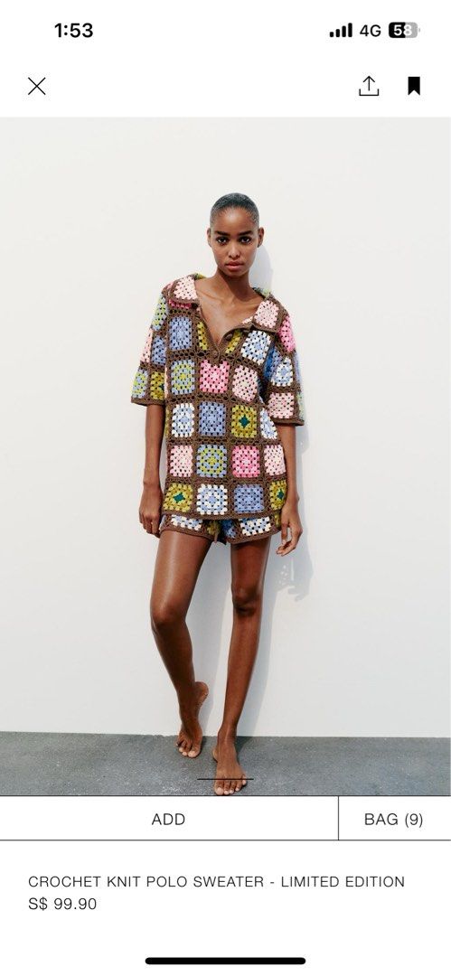 Zara Crochet Knit Polo Sweater Limited Edition, Women's Fashion