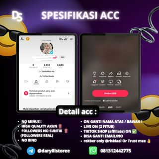 (Kategori: ) berada di . Dikirim oleh daryll_storetiktok (ID iklan 1380699480, Gambar 1). Deskripsi: .