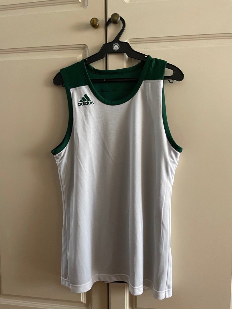 Adidas reversible green/white jersey top (Category: Activewear) located in Makati City. Submitted by crisbeooo (Listing ID 1380741527, Image 3). Description: Authentic Adidas Size XL (cut tag), fits size M-L coz of thicker materials Used for a few times No issues.