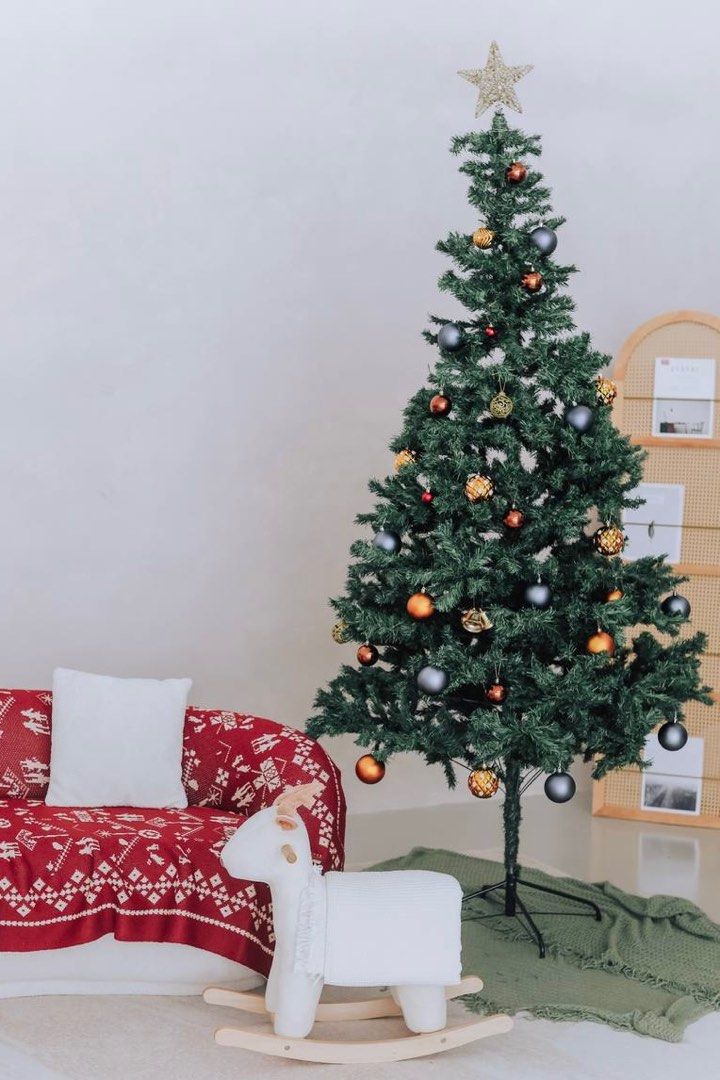 Artificial Christmas Tree with Ornaments 2.4m