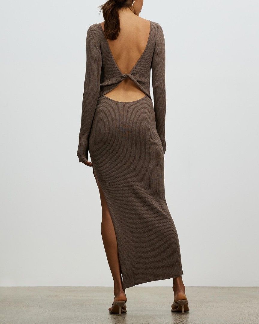 Bec+Bridge Riviera Long Sleeve Knit Dress(Size 6) (Category: Women's Clothes) located in Sydney. Submitted by desirably (Listing ID 1380888279, Image 2). Description: Bec+Bridge Riviera Long Sleeve Midi Knit Dress(Size 6, Taupe Colour) for $70(RRP $300). Worn lightly&in good condition. - Mid-weight ribbed knit; some stretch; unlined; - Side split - Can be worn two ways; knot to front or back Pick up available from Marrickville. Pls feel free to c