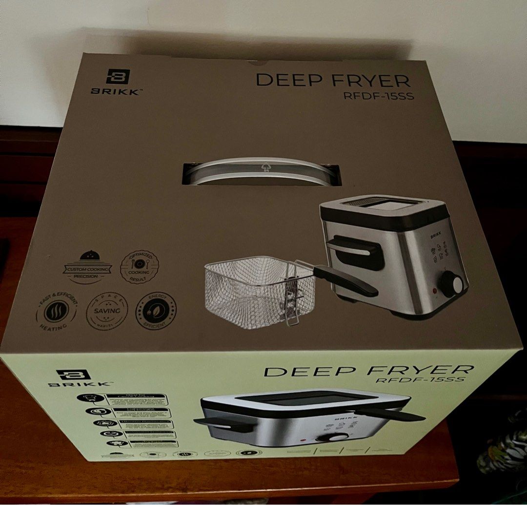 Brand new Brikk Deep Fryer (Category: Cookware & Accessories) located in Paranaque City. Submitted by nikka411 (Listing ID 1380797465, Image 2). Description: Brand new Brikk deep fryer Capacity 1.5 liter Stainless steel body Removable lid: includes a large window and filter Power indicator light Fixed oil container Integrated air filter Overheating protection Non-slip rubber feet 220-240V MOP: BPI or GCash Shipping c/o buyer via Lalamove or Grab.