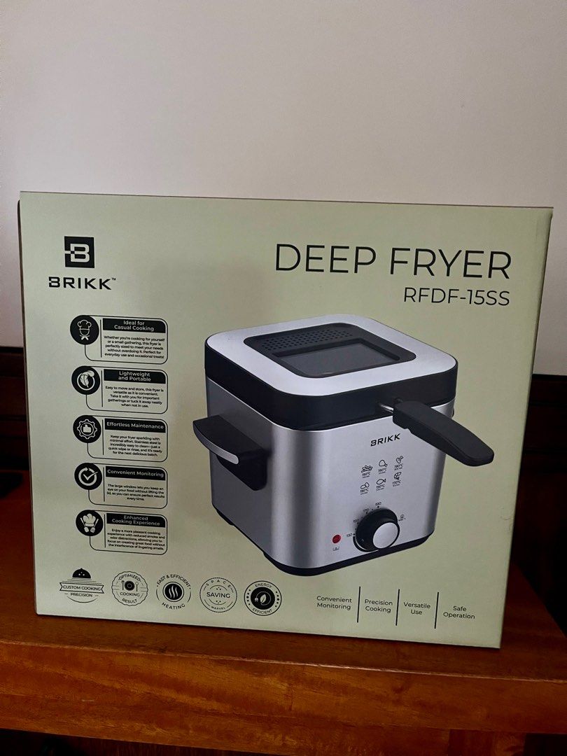 Brand new Brikk Deep Fryer (Category: Cookware & Accessories) located in Paranaque City. Submitted by nikka411 (Listing ID 1380797465, Image 1). Description: Brand new Brikk deep fryer Capacity 1.5 liter Stainless steel body Removable lid: includes a large window and filter Power indicator light Fixed oil container Integrated air filter Overheating protection Non-slip rubber feet 220-240V MOP: BPI or GCash Shipping c/o buyer via Lalamove or Grab.