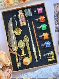 Calligraphy Set (Category: Stationery & School Supplies) located in Antipolo. Submitted by jvcnkl (Listing ID 1380707538, Image 2). Description: Brand New Feather Pen, Calligraphy Pens, Ink Set, Wax Stamp Set, Antique Feather Calligraphy Pen Set ✦ Quill Pen Ink Set: Complete accessories so you can enjoy the fun of practicing calligraphy. This elegant set includes feather pen, wood dip pen, ink, wax printing pen, sealing stamp. They are all packag