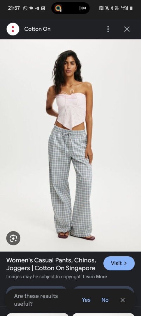 cotton on linen haven wide Legged drawstring beach Pants checkered black baby blue coquette vintage white (Category: Other Bottoms) located in Singapore. Submitted by csjv0625 (Listing ID 1380850153, Image 1). Description: rly cute n comfy essential!! perfect for slightly warm weather n super trendy has pockets! buy this with anything from me for $2 off!!.