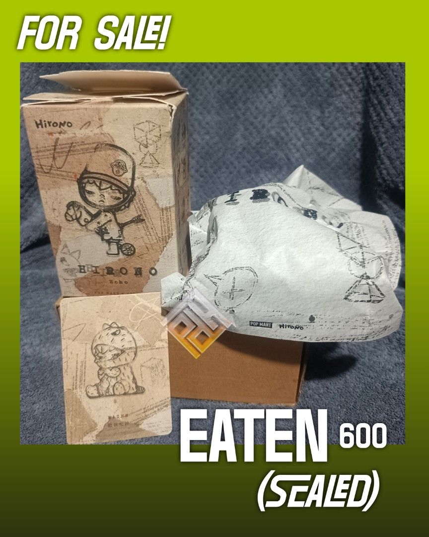 FOR SALE HIRONO (Category: Designer & Blind Box Toys) located in Mandaluyong City. Submitted by planetbullet (Listing ID 1380854823, Image 1). Description: HIRONO ECHO EATEN Sealed Foil (open top box) with Card..