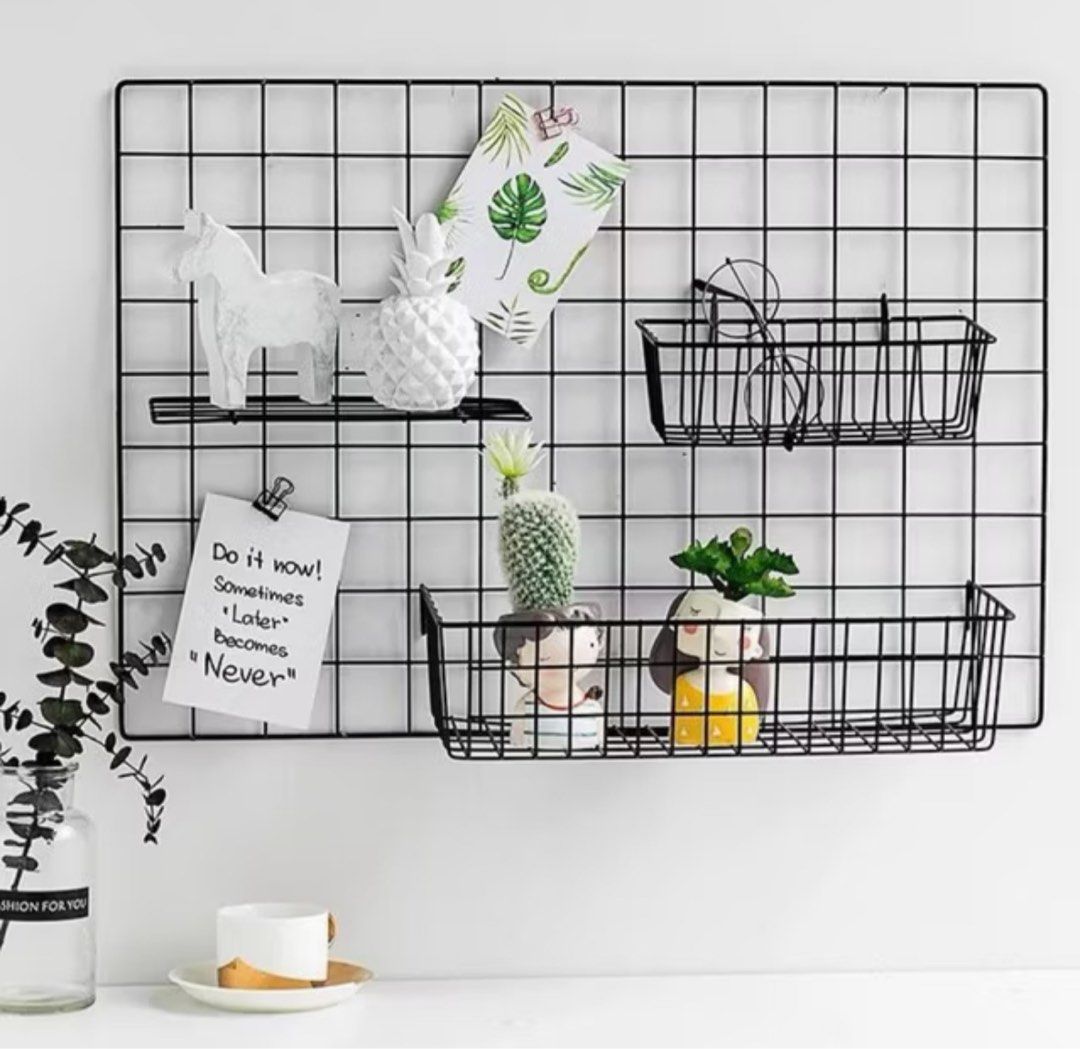 Grid Wire Mesh Board and Rack Set Black