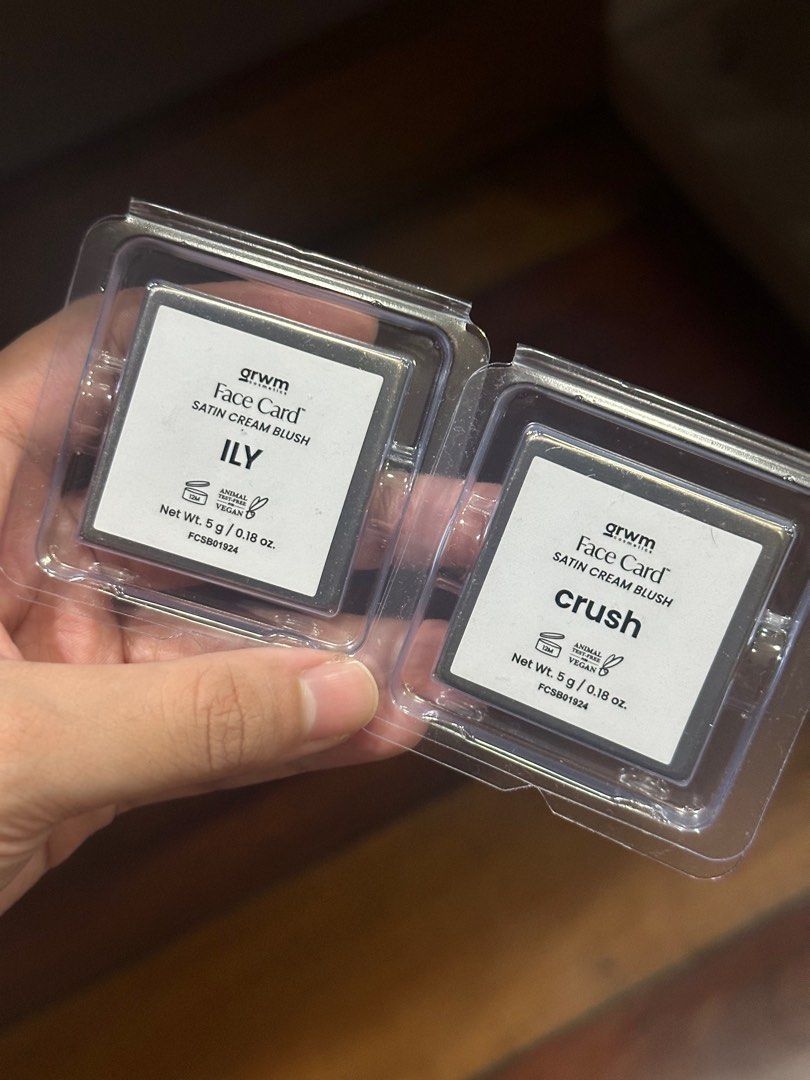 GRWM Cream Blushes (Category: Makeup) located in Davao. Submitted by jaiscloset (Listing ID 1380809184, Image 1). Description: 150 each Shades: ILY & Crush Tried it on once lang. Selling cause the shades are too light for me..