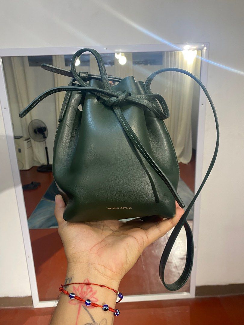 Mansur Gavriel (Category: Luxury Bags & Wallets) located in Bacolod City. Submitted by ghurlonlineshop (Listing ID 1380759733, Image 2). Description: 8/10 condition mansur Gavriel Mini bucket bag minor scratches bottom fades .