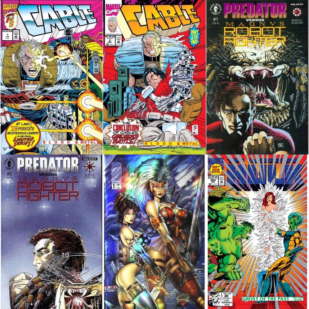 Marvel comics Dark Horse Comics | Bundle Deal (Category: Announcements) located in Singapore. Submitted by metaldragon (Listing ID 1380738527, Image 1). Description: 🔥Comic Sales $15.00 Deals 🔥 🟢Predator Vs Magnus Robot Fighter (set of 2 - complete) - $15 for set 🟢Cable Mini series (set of 2 complete) @ $15 for set 🟢Glory & Avengelyne (1995) Chromium Wrap Around Cover @$15 🟢Hulk #400 @ $15 👉🏼Self collection from Sengkang MRT or at block O