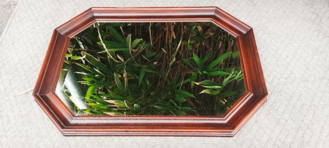Mirror with wooden frame 8 sides (Category: Mirrors) located in Manila. Submitted by benjie.benjie3 (Listing ID 1380696290, Image 2). Description: Mirror with wooden frame 8 sides NO to COD NO swapping Estimate size H= 27 1/2 inches L= 19 1/2 Inches W= 1 1/2 inches Color = brown Material = wooden frame Made in Japan 2nd hand with scratch No warranty If there's Damage or Issues they can be seen in the last picture Price = 1,800 My location is Mala