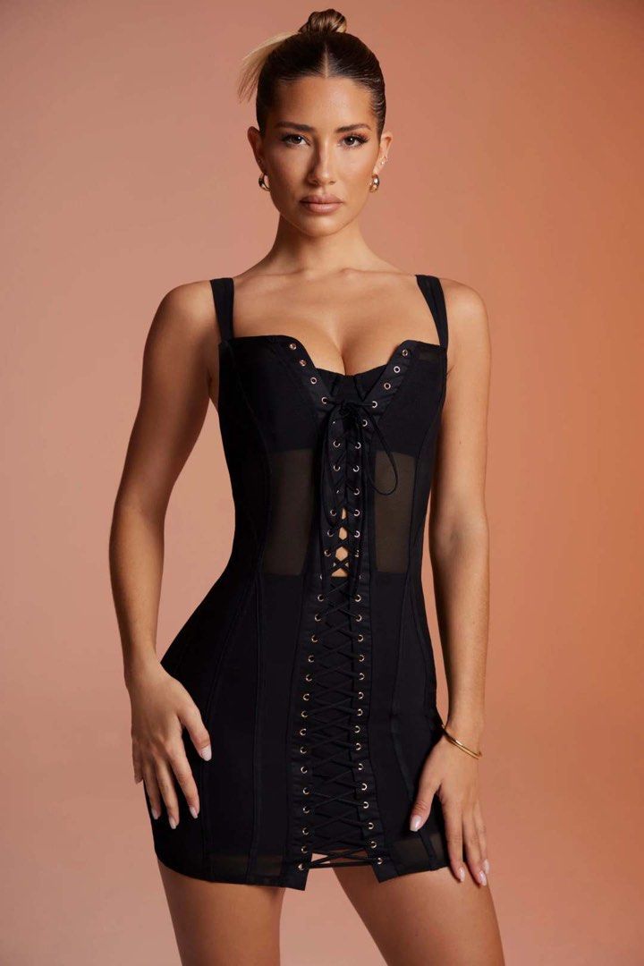 Ohpolly Nalda Lace Up Corset Mini Dress in Black XS, Women's Fashion,  Dresses & Sets, Dresses on Carousell