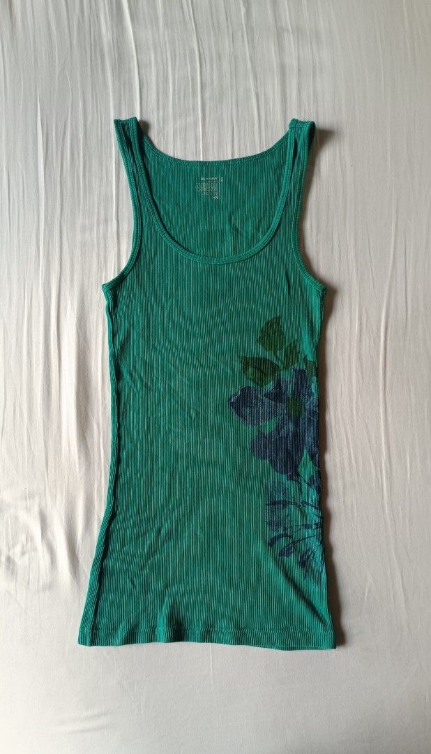 old navy summer y2k turquoise ribbed tank top, Women's Fashion