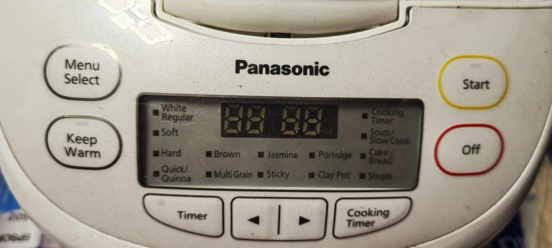 Panasonic Multi Function Rice Cooker (Category: Cookers) located in Taytay. Submitted by mikz_1303 (Listing ID 1380724024, Image 2). Description: Panasonic Multi Function Rice Cooker Good Condition Not brandnew! Function White regular Soft Hard Quick/Quinoa Brown Jasmine Porridge Multi Grain Sticky Clay Pot Cake/Bread Steam Note:missing handle (no use) 220v 10cups Pick up in Taytay.