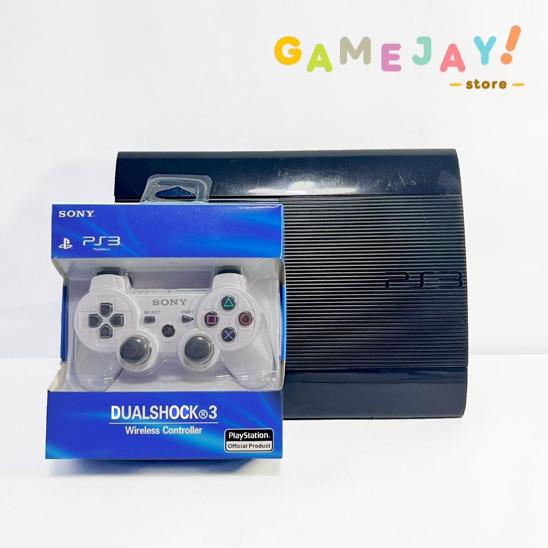 PS3 Super Slim 500GB (Category: PlayStation) located in Manila. Submitted by gamejaystore (Listing ID 1380813319, Image 1). Description: Sony Playstation 3 Super Slim 500GB JB/Modded In great working condition! No issues or defects. 500GB storage, lots of games installed! Already jailbreak or modded just plug and play. Complete with cables and a brand white controller. ✅ Good lens ✅ Good ports ✅ 500GB Internal drive ✅ Jailbreak with HEN/Multiman 