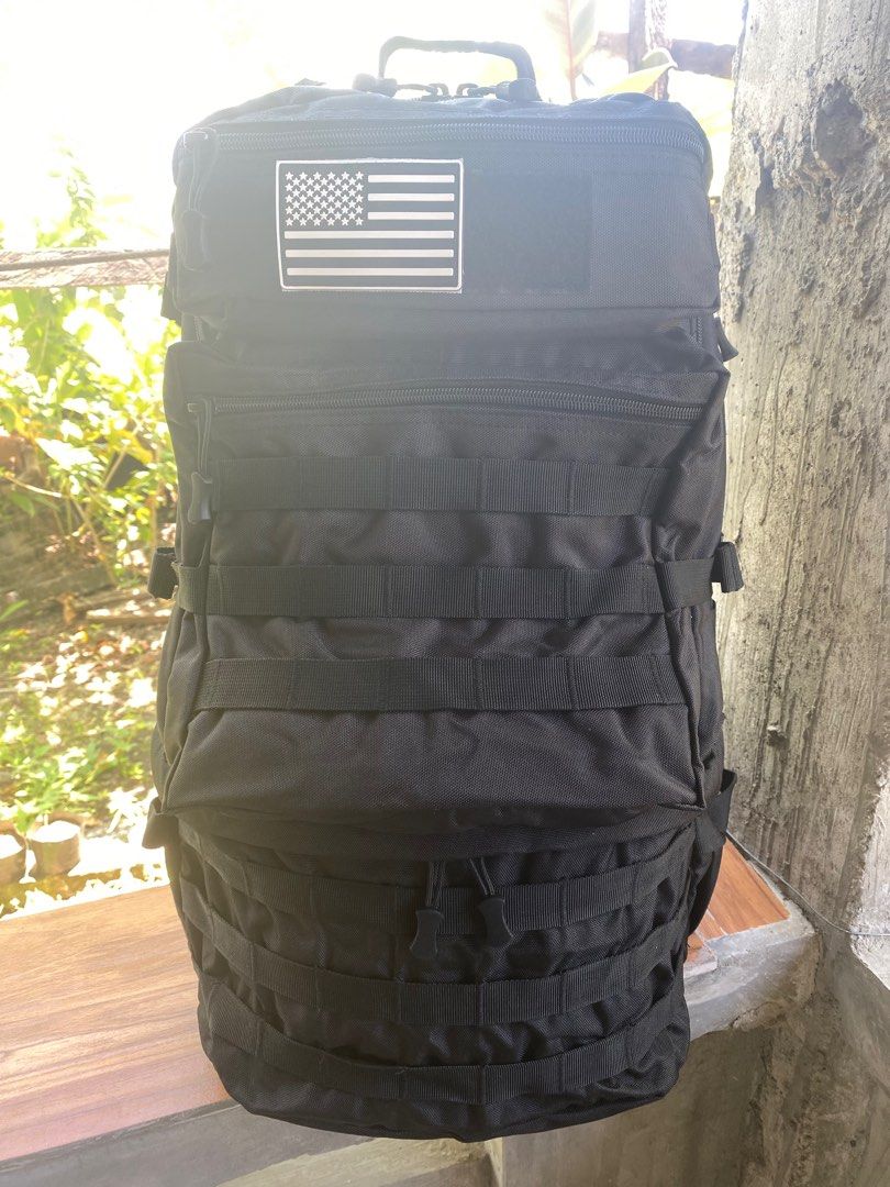 Rhino® 50L Tactical Backpack (Category: Backpacks) located in Baler. Submitted by wildbear.42d4cc (Listing ID 1374935432, Image 2). Description: *Check last picture for size reference. **Flag patch not included. It’s for visuals only. This is a military-grade backpack designed for camping and hiking. It comes with padded waist support and back steel frame..