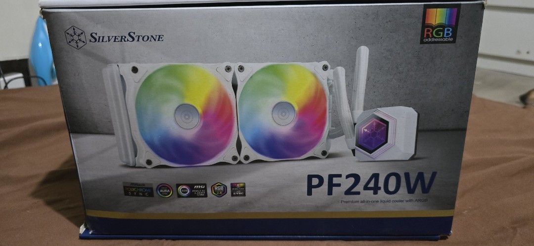 Silverstone PF240W (White) AIO 240MM Liquid Cooler (Category: Desktops) located in Mandaluyong City. Submitted by commanderdoge (Listing ID 1380844706, Image 1). Description: Twice used, preferred the conventional Noctua. (Wala ho kasamang CPU bracket ito kasama) Plug n' play na ho ito..