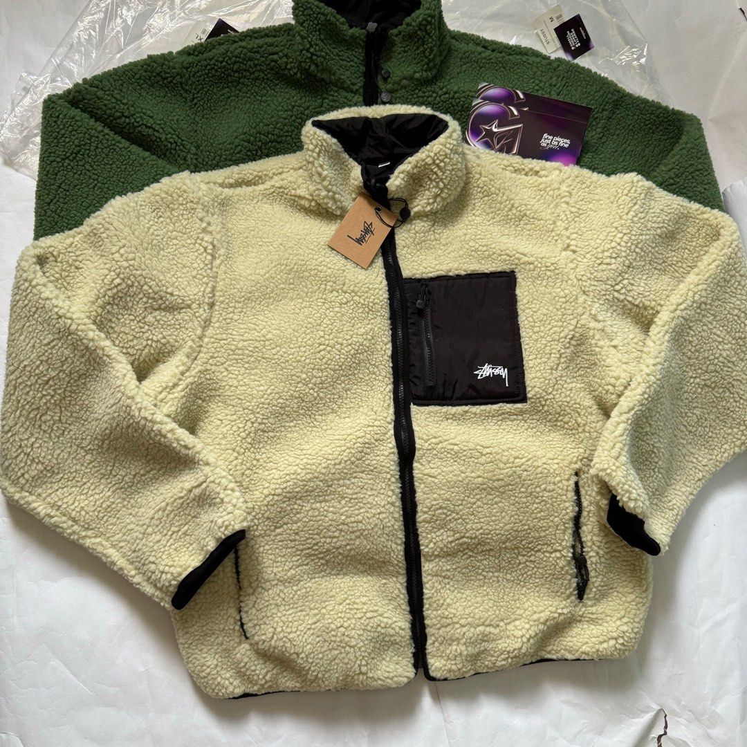 Stussy 8 Ball Sherpa Reversible Jacket (Category: Coats, Jackets and Outerwear) located in Manila. Submitted by godspeedmnl (Listing ID 1380774157, Image 3). Description: Stussy 8 Ball Sherpa Reversible Jacket The Stussy 8 Ball Sherpa Reversible Jacket Natural is a jacket that can be worn with either the fluffy or synthetic side on the exterior. The jacket has a Stüssy’s signature 8-Ball motif on the back, a number 5 reversible Vislon zip closure