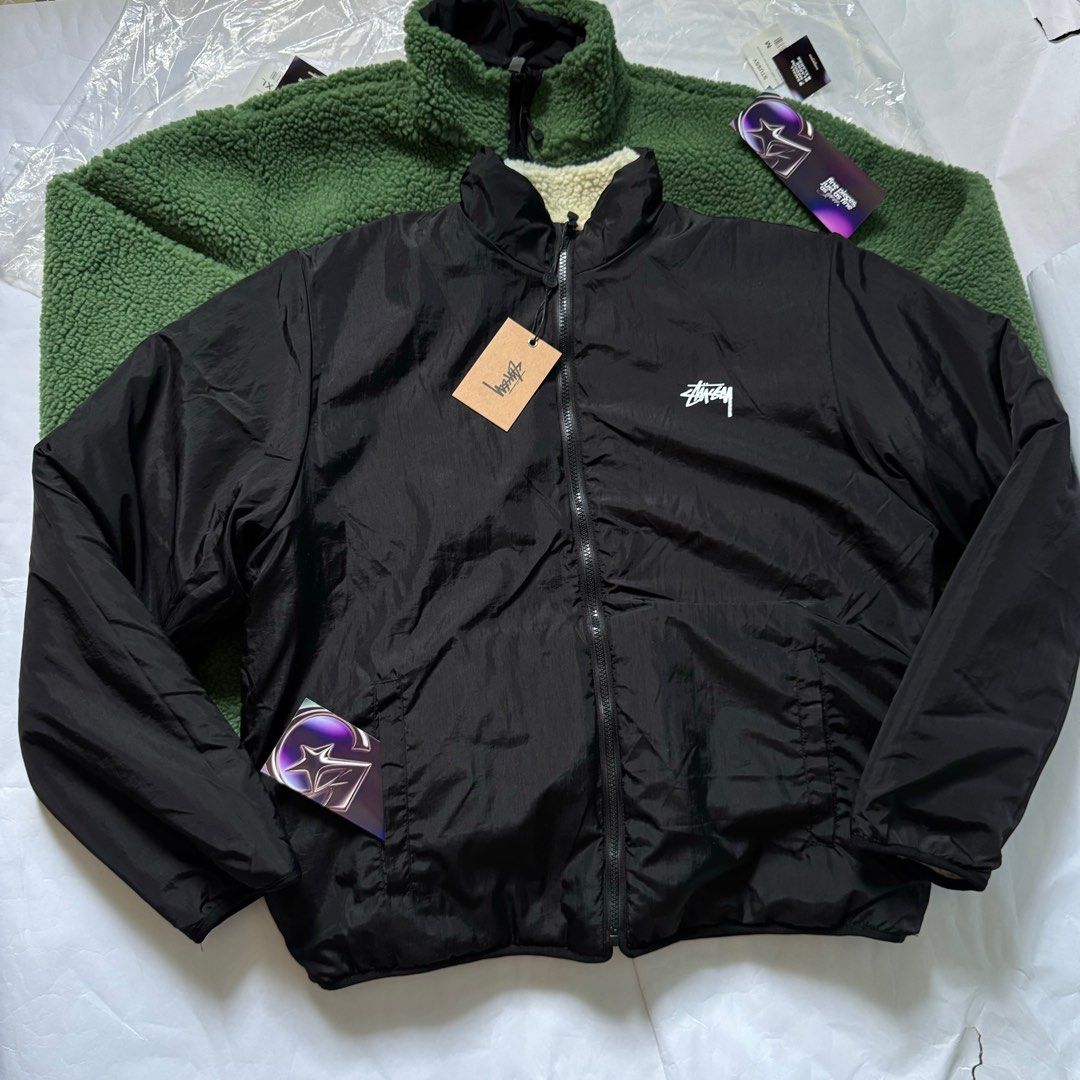 Stussy 8 Ball Sherpa Reversible Jacket (Category: Coats, Jackets and Outerwear) located in Manila. Submitted by godspeedmnl (Listing ID 1380774157, Image 2). Description: Stussy 8 Ball Sherpa Reversible Jacket The Stussy 8 Ball Sherpa Reversible Jacket Natural is a jacket that can be worn with either the fluffy or synthetic side on the exterior. The jacket has a Stüssy’s signature 8-Ball motif on the back, a number 5 reversible Vislon zip closure
