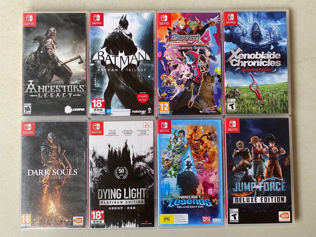 Switch games (Category: Nintendo) located in Davao. Submitted by jaybee12345 (Listing ID 1380802451, Image 1). Description: Jumpforce- 1800 Dying light- 1300 Batman arkham trilogy- 1600 Xenoblade- SOLD Dark souls- 900 Disgaea 6- 1200 Ancestors legacy- 700 Minecraft legens unused code- 1300 Last price No bundle discount No swap Meet up: bangkal petron or catalunan grande .