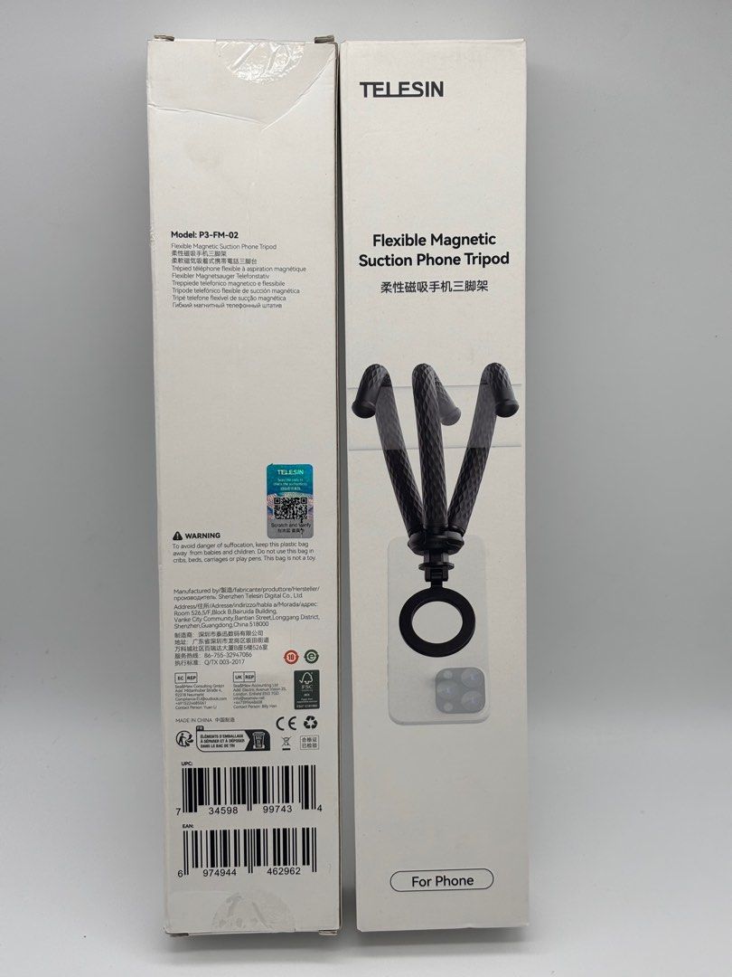 TELESIN MagSafe Flexible Smartphone Tripod Stand - Magnetic Deformable Mount iPhone Android (Category: Tripods & Monopods) located in Makati City. Submitted by jc.cuerdo (Listing ID 1380872930, Image 2). Description: The TELESIN P3-FM-02 Magnetic Flexible Tripod is a versatile and durable phone mount designed for MagSafe-compatible smartphones. With powerful built-in magnets and bendable octopus legs, it offers secure attachment to metal surfaces