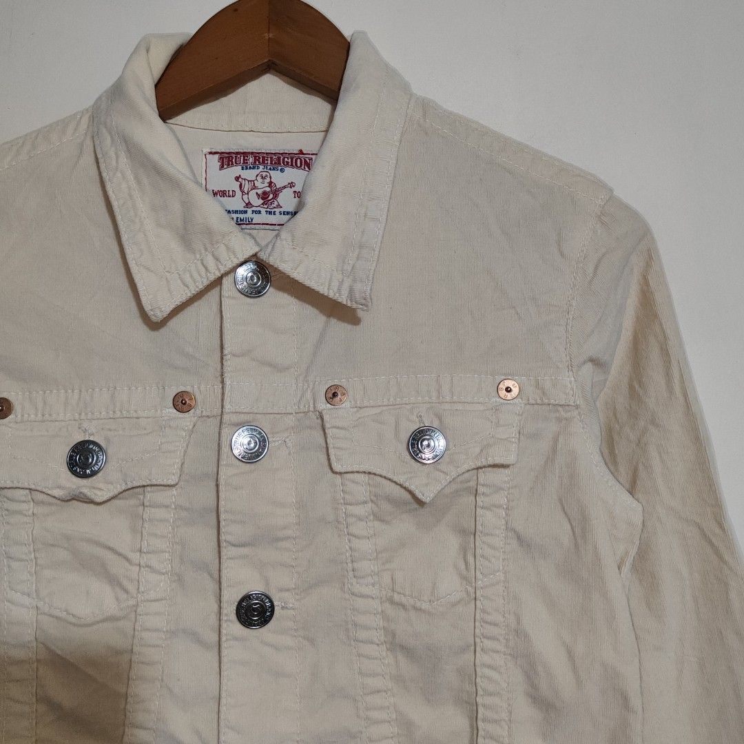 True Religion - Emily Corduroy Jacket - Sample Piece (Category: Coats, Jackets and Outerwear) located in Puerto Princesa. Submitted by mshookup (Listing ID 1380847202, Image 3). Description: Size: Small frame Issue(s): Washable Dirt stain, check last pic Excellent USED Condition Note: Color may vary due to lighting, Cream color Manage your expectations. UKAY-UKAY‼️.