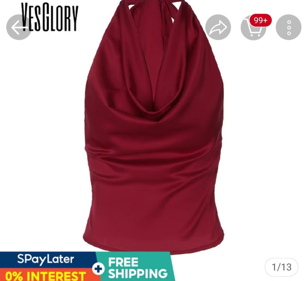 Vesglory Red Tank Top Sleeveless (Category: Sleeveless) located in Quezon City. Submitted by jenlo_declutter (Listing ID 1380862254, Image 2). Description: Vesglory Red Tank Top Sleeveless - size small but can fit to medium - silk type - perfect for casual wear - once used only for an event - no damage - will send the when worn photos for reference Rsf: no longer needed, need funds.