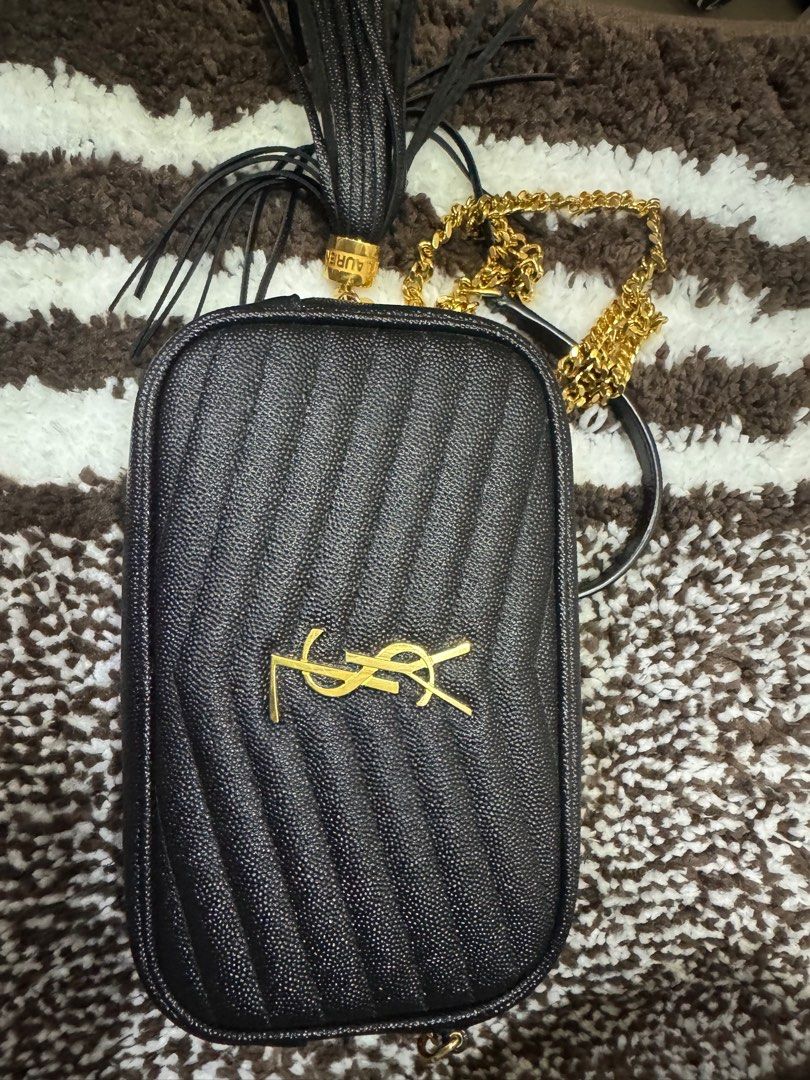 YSL Mini Lou Camera Bag (Category: Luxury Bags & Wallets) located in Manila. Submitted by prelovedbysammm (Listing ID 1380719628, Image 1). Description: YSL Mini Lou Camera Bag in Black GHW Inclusions: paperbag, dustbag & cards.