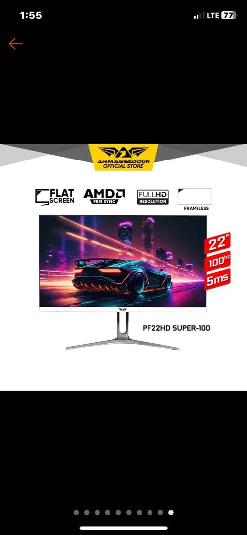 Armaggeddo 22" 120Hz FHD Gaming Monitor - White63073564355841113